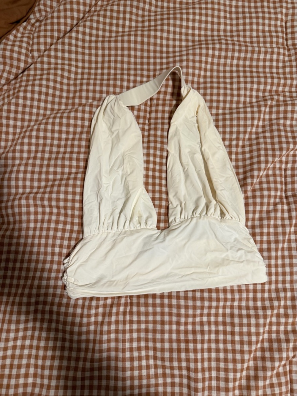 Edikted Cream Halter Crop Top